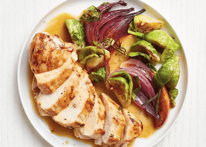 Chicken and Brussels Sprouts with Apple Cider Sauce