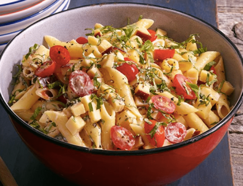 Spicy Pasta Salad With Smoked Gouda, Tomatoes and Basil