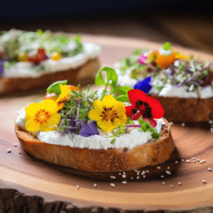 Herbed Ricotta and Honey Toast with Edible Flowers kitch-mystic-ct