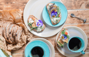 Herbed Ricotta and Honey Toast with Edible Flowers kitch-mystic-ct