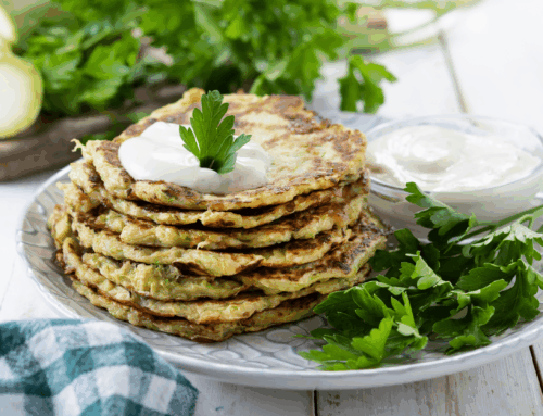 Sweet Corn and Zucchini Fritters with Herbed Yogurt Sauce