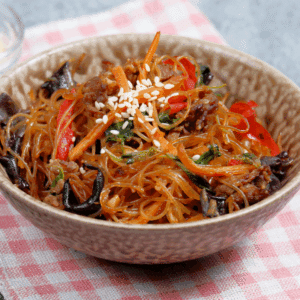 Japchae (Stir-Fried Glass Noodles) kitch-mystic-ct